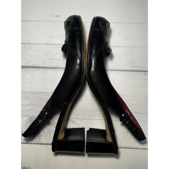 Max Studio Shoes Womens Size 9M Black Red Leather Slingback Heels Loafer Style - Picture 3 of 11